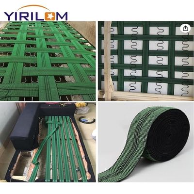 50mm Wide Green Elastic Sofa Webbing with Polypropylene Rubber Blend for Furniture Upholstery