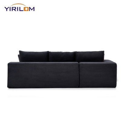 High Quality Modern L-Shape Sectional Sofa Comfortable Corduroy Fluffy Design Vacuum Compressed Comfy Living Room Furniture Set