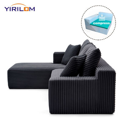 Good price Super Deep L-Shape Modular Couch with Convertible Chaise and Corduroy Fabric in Vacuum Compressed Roll online